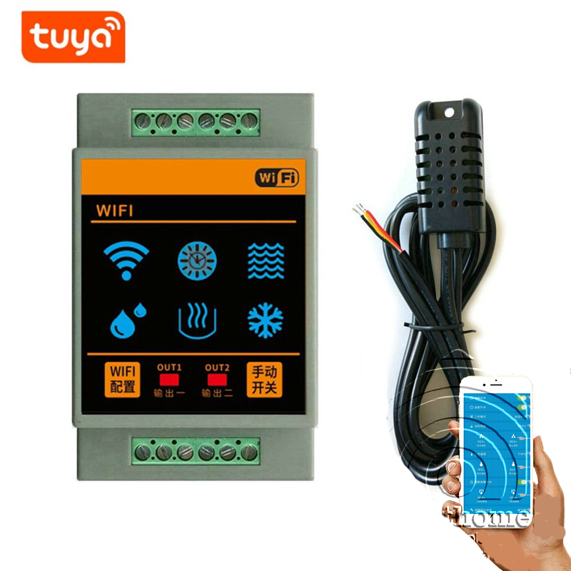 Công Tắc Nhiệt Độ Độ Ẩm 2 Relay Độc Lập Wifi Tuya FH-02